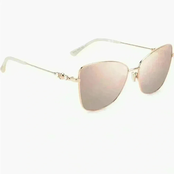 Jimmy Choo 56mm Tesos Square Sunglasses in Gold Copper/ Pink Flash Slv NWT - Picture 4 of 11